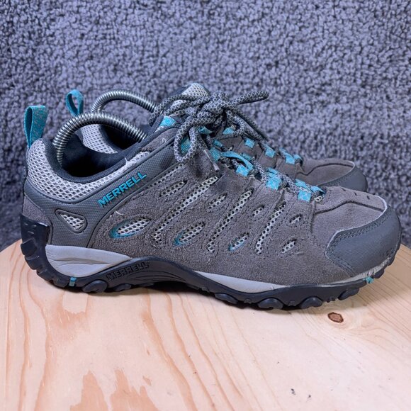 Merrell Crosslander 2 Hiking Shoe Womens Sz 9.5 Gray Suede Outdoor Trail Sneaker - Picture 3 of 7